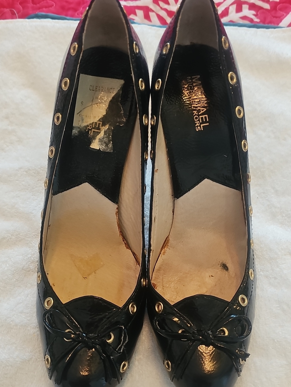 Michael Kors Black Patent Leather Heels with Gold Eyelets